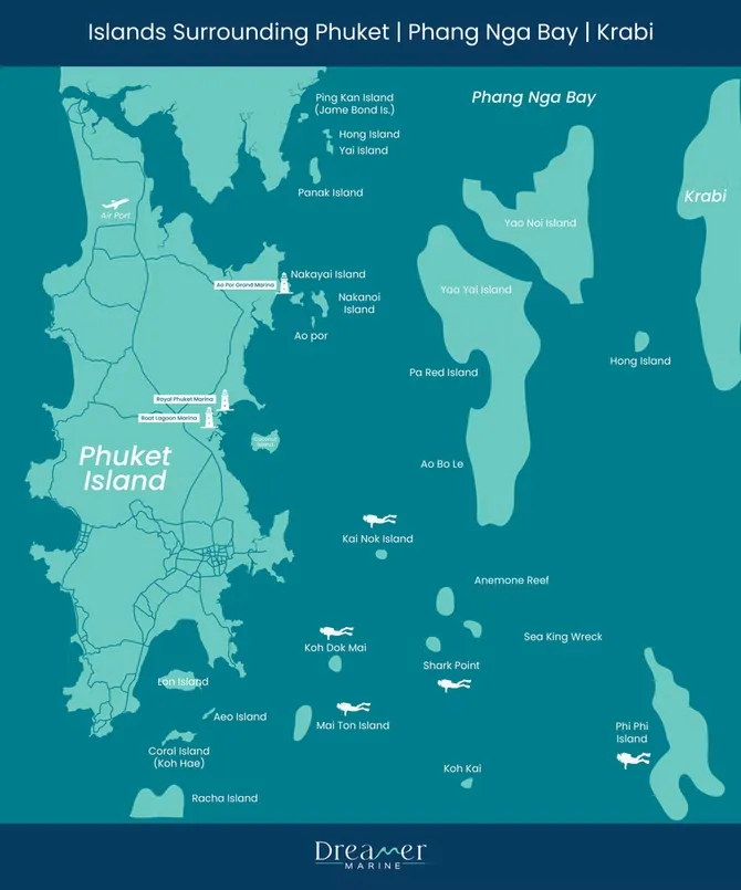 Phuket dive sites map