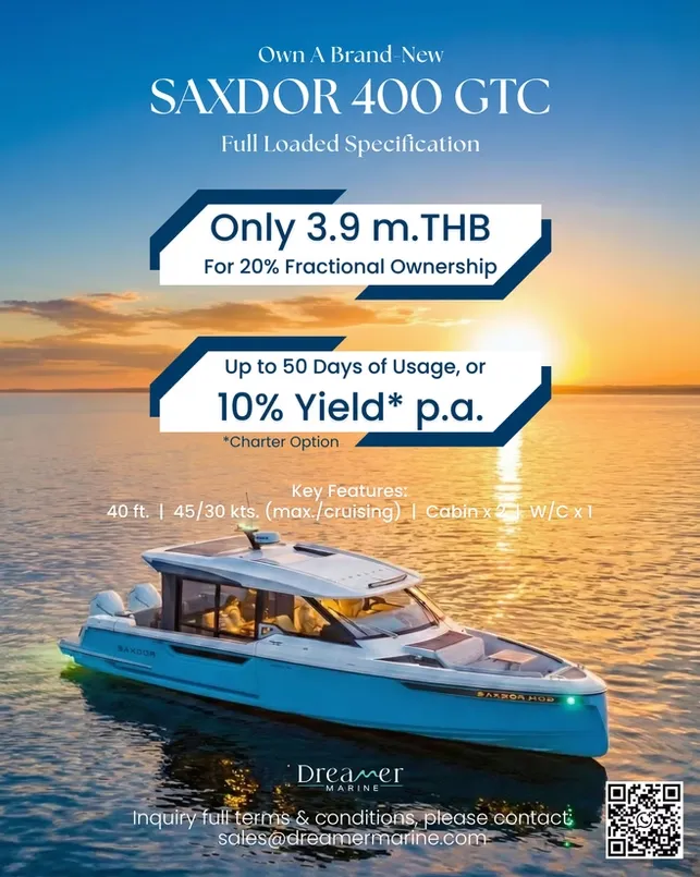 SAXDOR 400 GTC — Own a Brand New yacht for 3.9 million THB fractional ownership