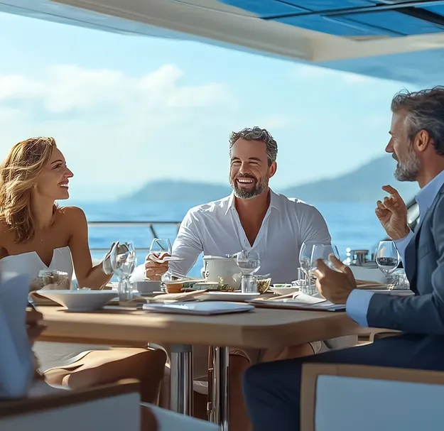 Corporate yacht membership dining experience